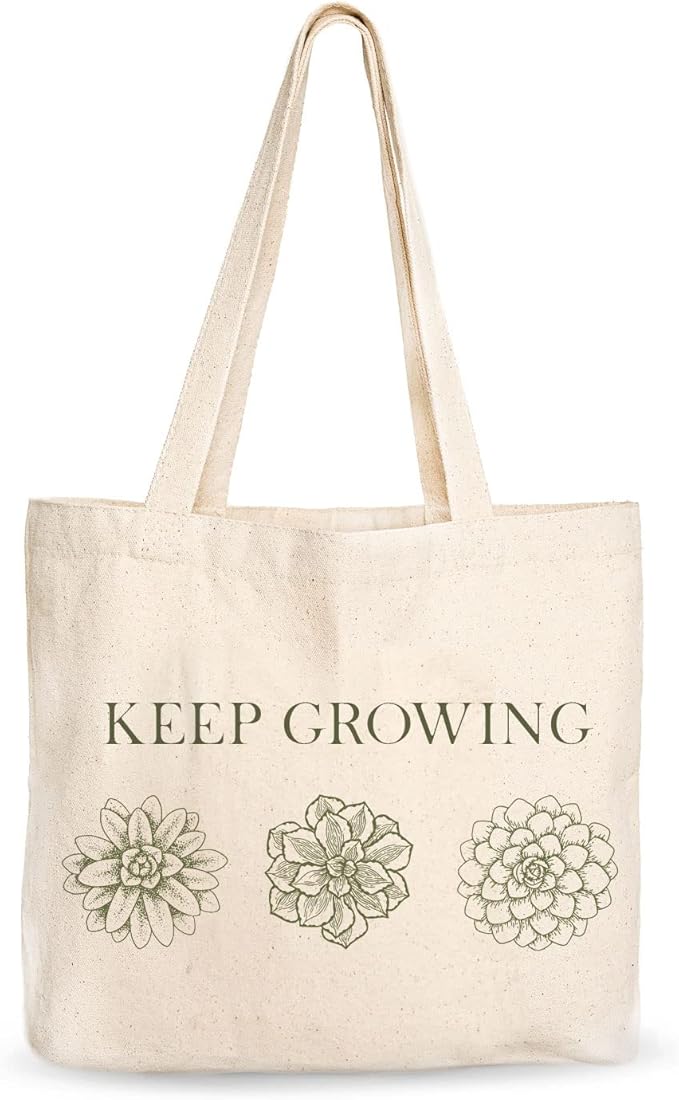 Canvas Tote Bag, Animal Design, Heavy Duty Gusseted, 100% Natural Cotton, for Shopping, Grocery, Laptop (T-GROW-XL)