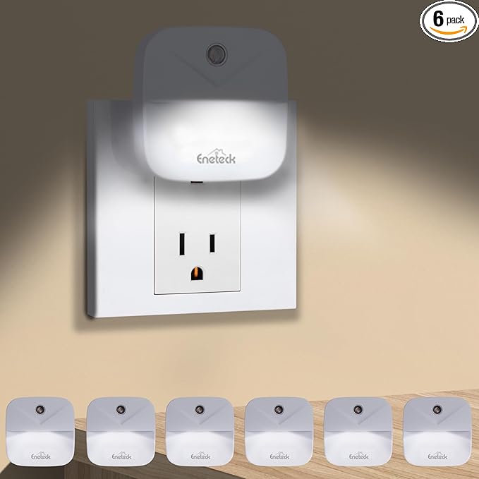 Eneteck Night Light, LED Night Lights Plug into Wall, Dusk to Dawn Sensing Nightlights, No Glaring Compact Size, Night Lig...