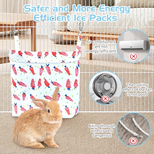 Hamiledyi Rabbit Cooling Pouch with Ice Pack - No Condensation Pad for Bunny Cage Accessories, Washable Cooling Mat for Sm...