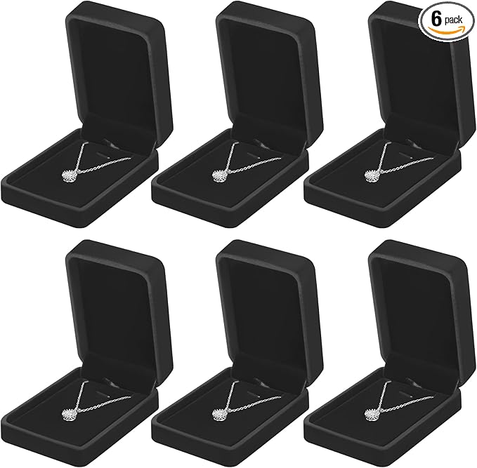 KUKUVR 6 Pieces Classic Velvet Necklace Pendant Box for Jewelry Gift, Small Jewellry Storage Display Case for Wedding Enga...