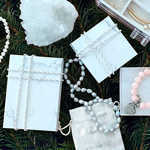 TheDisplayGuys - 100-Pack #33 Cotton Filled Cardboard Paper Jewelry Boxes Gift Case - Marble White (3.5" x 3.5" x 1.0") - ...