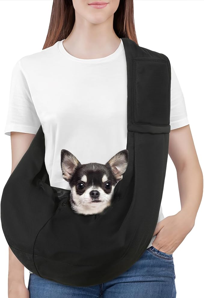 Pawaboo Small Dog Sling Carrier, Reversible Hands Free Dog Sling Carriers for Small Dogs and Cats, Puppy Slings Carrier wi...