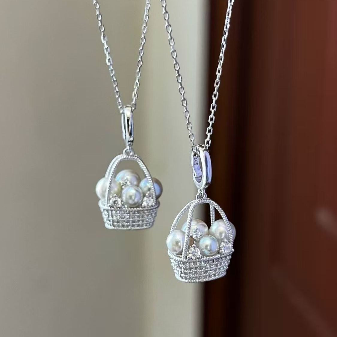 Fortune Flower Basket Pendant Necklace Light Luxury Elegant Fashion Niche Design Clavicle Choker For Women