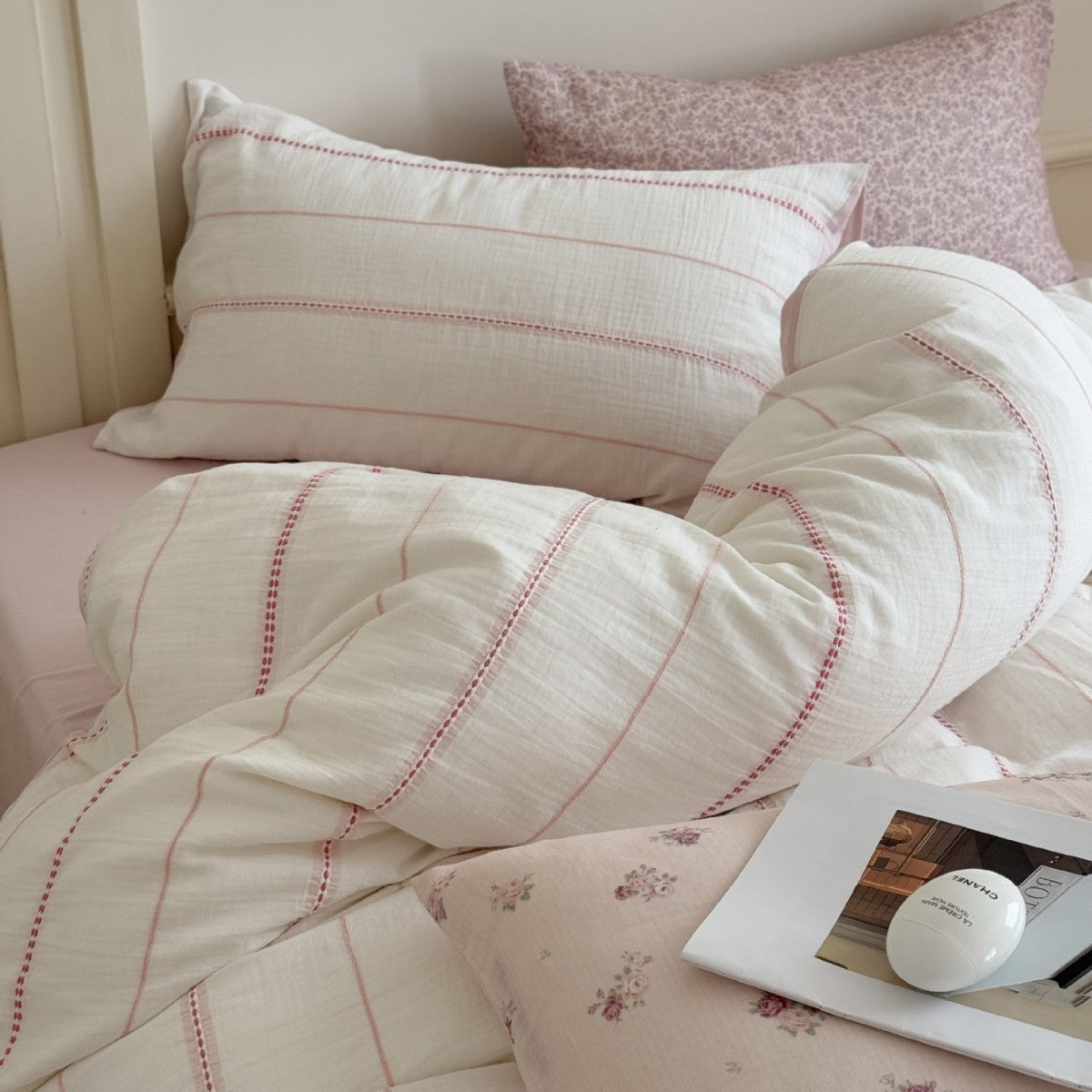 Korean-style Fresh And Airy All-cotton Double-layer Gauze Duvet Cover Four-piece Set
