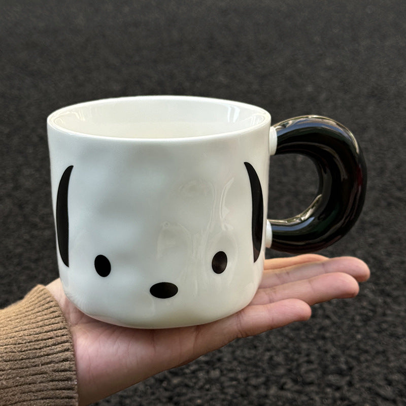 Ins Korean-style Pacha Dog Ceramic Mug With Lid For Girls