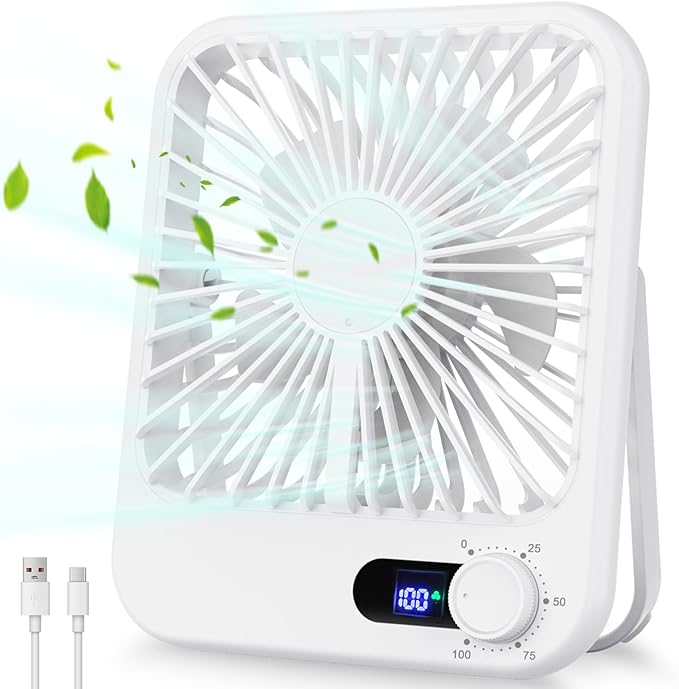 Cooperwin Travel Fan for Sleeping, 6.8" Small Portable Fan Rechargeable Battery Powered, 100 Speeds Personal Mini Desk Fan...