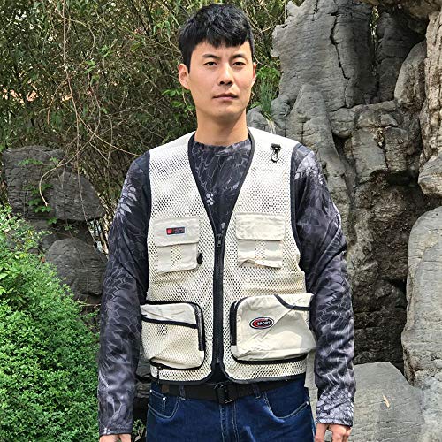 Rizanee Foldable Outdoor Fishing Camping Travel Mesh Vest, Multi-Pockets Photography Lightweight Vests