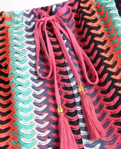 ZAFUL Crochet Cover Up Shorts for Women Beach Swimwear 2026 Boho High Waisted Drawstring Flowy Swim Bottom
