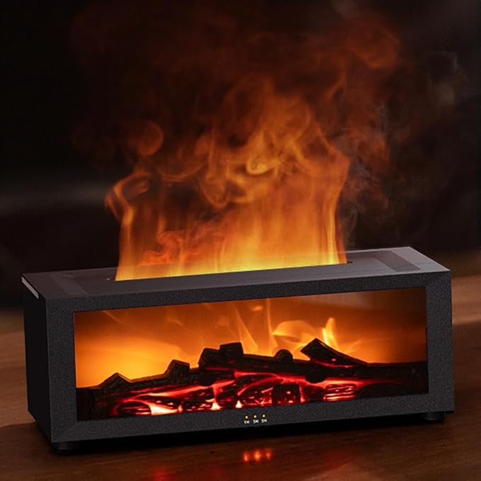 Essential Oil Diffuser, Fireplace Flame Oil Diffuser - Aromatherapy Aroma Humidifier, Upgrade 7 Colors Noiseless Remote Co...