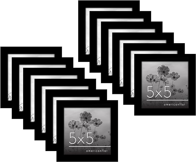 Americanflat 5x5 Picture Frame with Polished Plexiglass - Set of 12 - Signature Collection - Picture Frames with Engineere...