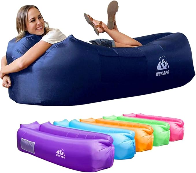 WEKAPO Inflatable Couch Air Lounger Chair - Camping & Beach Accessories, Portable Blow up Sofa for Hiking, Lawn, Indoor/Ou...