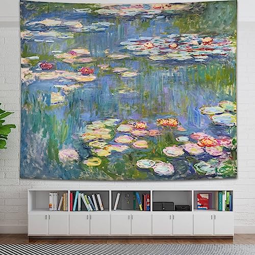 Avinyl Monet Waterlily Wall Tapestry, Green Floral Plant Art Poster for Bedroom Girls Boys, Small Nature Flower Pond Wall ...