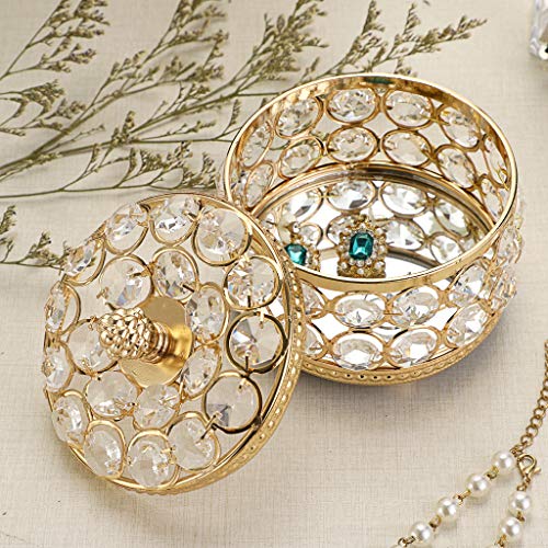 Hipiwe Crystal Mirrored Jewelry Box Jewelry Trinket Organizer Box Home Decor Ring Earrings Necklace Storage Holder Keepsak...