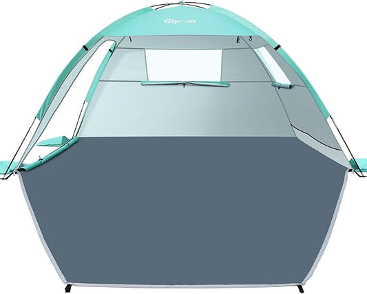 Glymnis Beach Tent Sun Shelter for 4 Person with UPF 50+ UV Protection, Lightweight & Easy Setup Beach Shade Canopy with V...