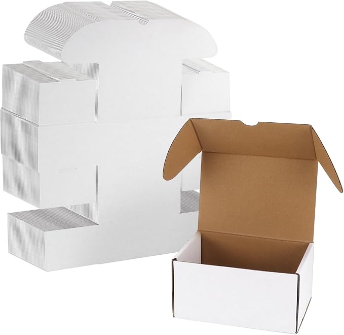 WIFTREY 40 Pack 6x4x3 Small Shipping Boxes for Packing Small Business, White Corrugated Cardboard mailing Box for Shipping