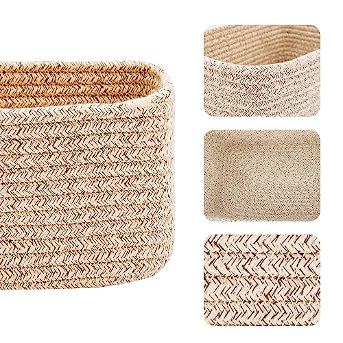 MiniArk Small Storage Baskets for Organizing | Closet Organizer Bins | Shelf Toy Basket | Woven Rope Baskets | Cube Decora...