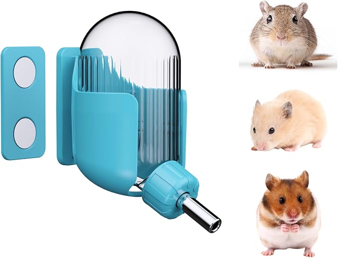 Hamster Water Bottle with Magnetic Holder, 3.4 oz Water Dispenser for Syrian Dwarf Hamster Mouse Rat Degu