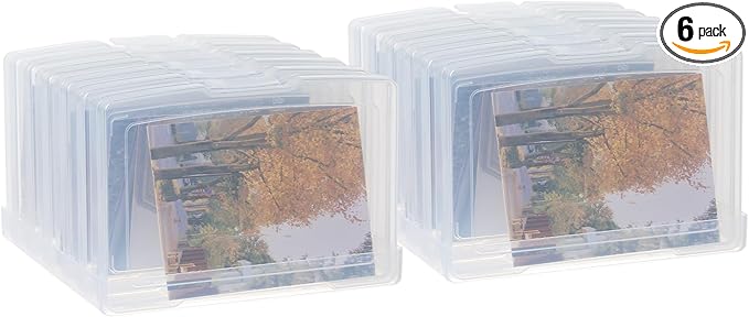 novelinks Transparent 4" x 6" Photo Storage Boxes, 6 Inner Photo Organizer Cases with Tray, Picture Storage Containers for...