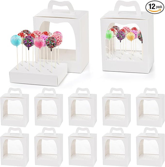 Nicunom 12 Pack Cake Pop Boxes, 18 Holes Cakes Pop Holder Cake Pops Packaging Boxes Gift Cakes Pop Stand Portable Lollipop...