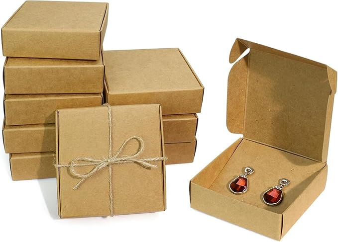 KMEOSCH Jewelry Gift Boxes, Kraft Paper Gifts Wrapping Box 3.15x3.15x2.5 inches Small Multi-purpose Accessories Packaging ...