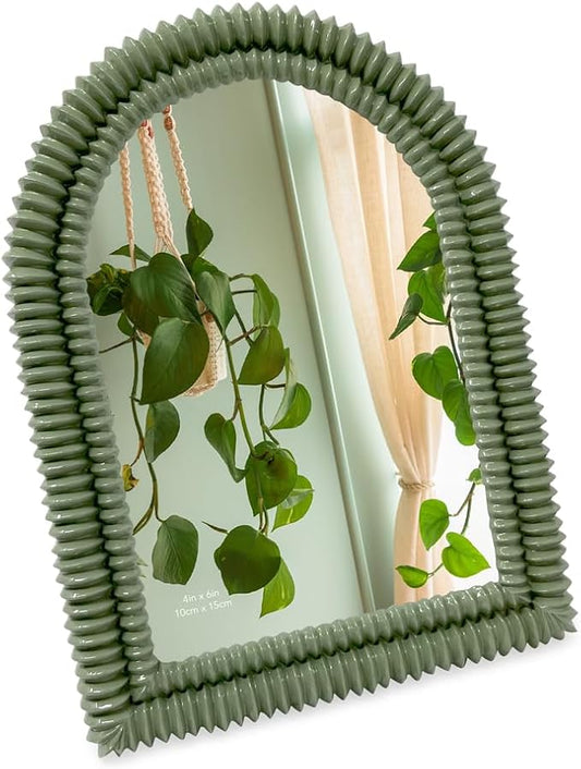 Isaac Jacobs 4x6 Glossy Rosemary Green Double Bead Arch Photo Frame with Black Fabric Easel, Tabletop, Wall-Mountable, She...