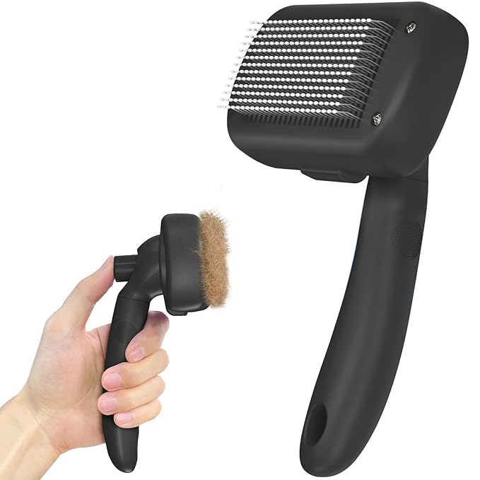 Dipoo Self Cleaning Shedding Brush - Skin Friendly Grooming Tool for Dogs, Cats, and Puppies, Deshedding and Hair Removal ...