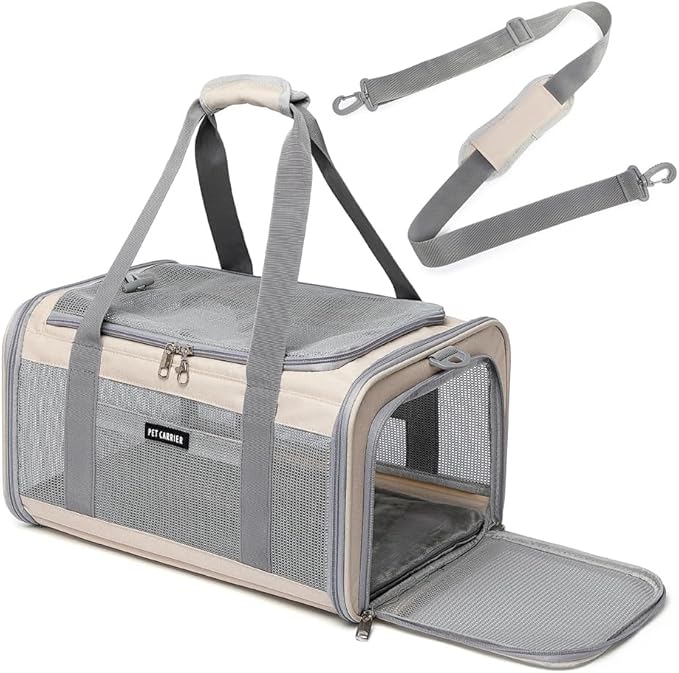 Ioview Airline Approved Pet Carrier for Cats and Small Dogs, Breathable and Collapsible Design, Portable Travel Bag for Be...