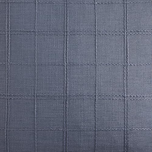 ZeeMart Linen Checked Throw Pillow Covers Set of 2, 18x18 Inch Blue/Cream, Farmhouse Decorative Single Sided Grid Embroide...