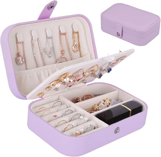 jiemei Jewelry Box, Travel Jewelry Organizer Cases with Doubel Layer for Women’s Necklace Earrings Rings and Travel Access...