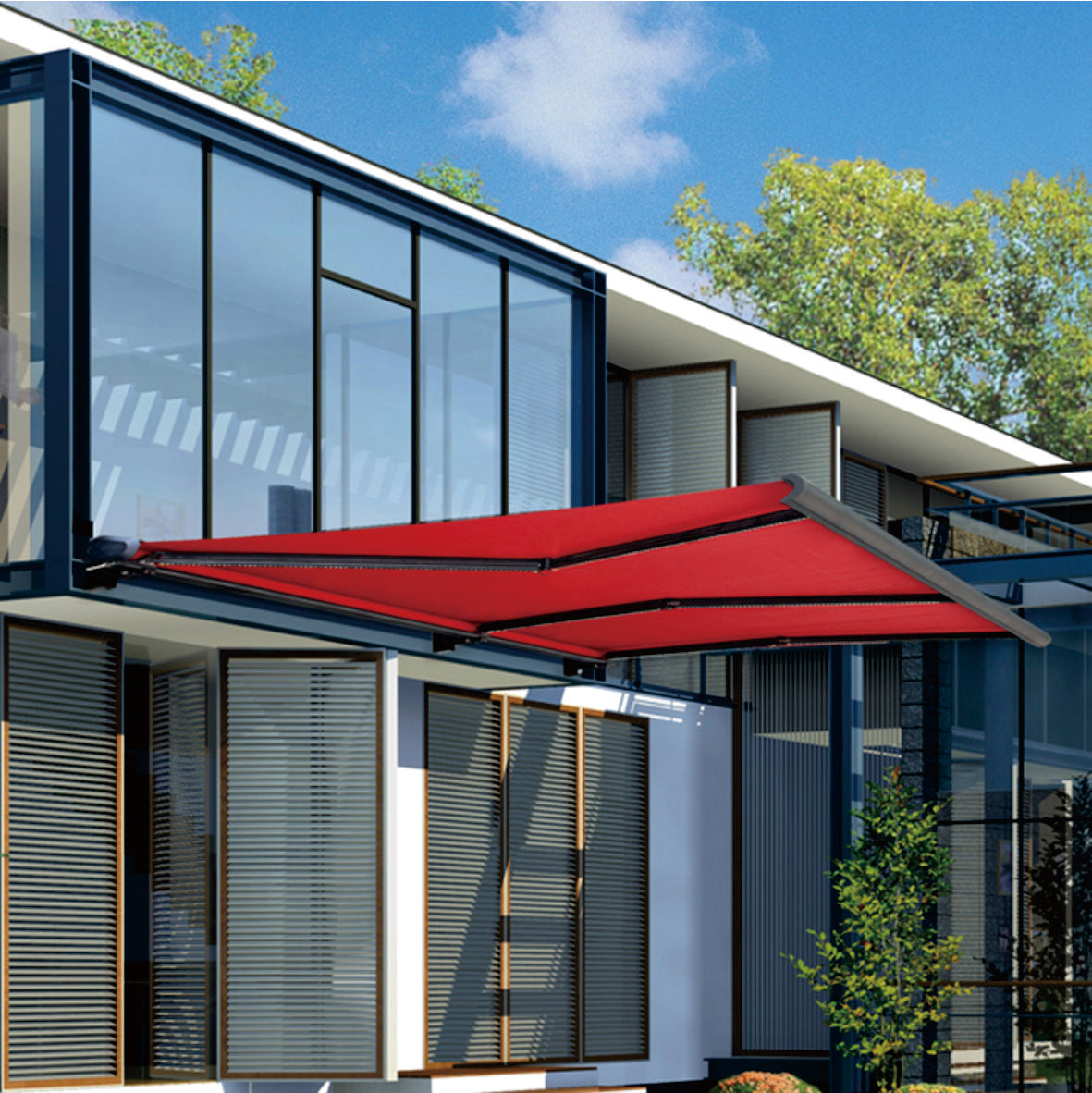 D8300 Full Box Retractable Awning 2-6m & 1.5-3m  Heavy Duty Motorized Patio Canopy With LED Light Remote  Smart Rain Wind Sensor