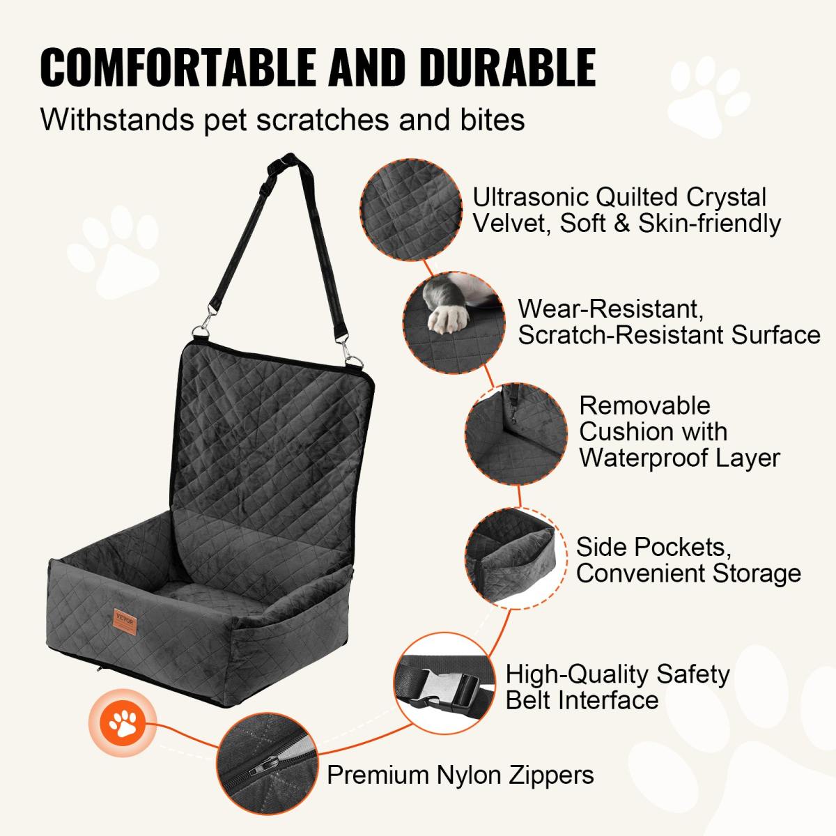 Dog Booster Car Seat Pet Car Seat For Small Medium Dog Up To 40 Lbs Black