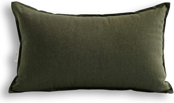 Jeanerlor Cotton Linen Square Decorative Throw Pillow Case Cushion Cover with Twin Needles Stitch on Edge,for Wedding Part...