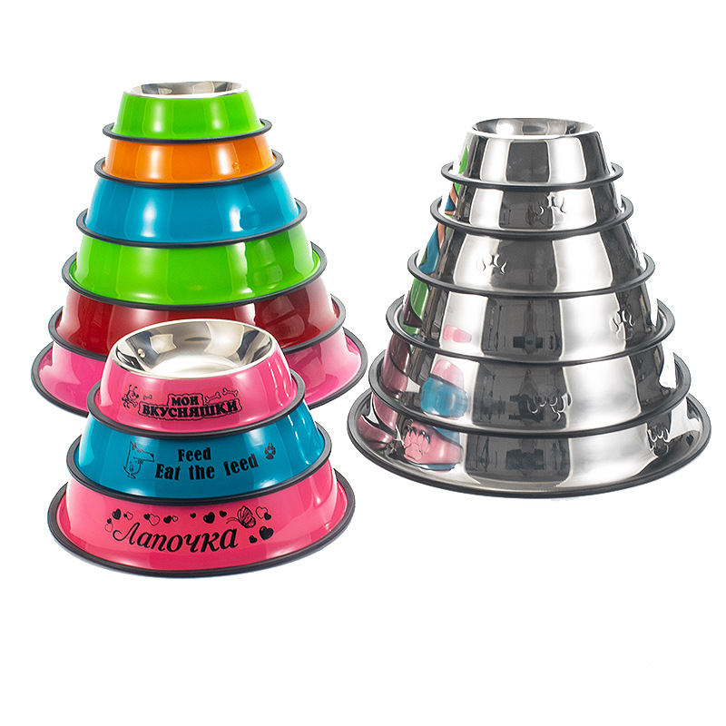 Tip-proof Non-slip Pet Supplies Stainless Steel Dog Bowl And Cat Bowl