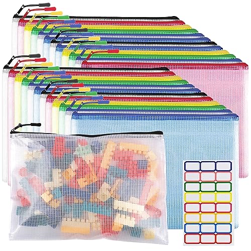 24pcs Mesh Zipper Pouch Bags A4 Zipper Bags for Classroom Organization, Waterproof Document Zipper Pouches for Cosmetics, ...