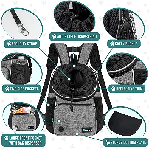 PetAmi Dog Front Carrier Backpack, Adjustable Dog Pet Cat Chest Carrier Backpack, Ventilated Dog Carrier for Hiking Campin...