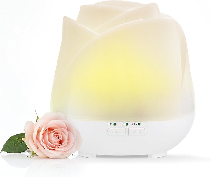 Earnest Living Rose Essential Oil Diffuser 150ml – Mini Ultrasonic Aromatherapy Humidifier for Bedroom & Desk, Quiet Mist,...