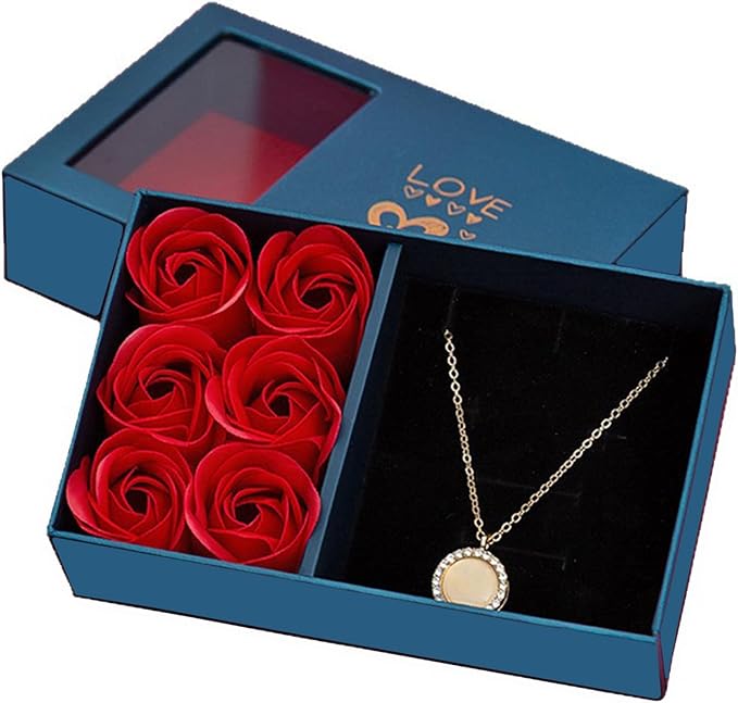 YUTAOWH Rose Necklace Box Jewelry Gifts Box Eternal Rose Necklaces Bracelets Box Mother's Day Thanksgiving Birthday Romant...