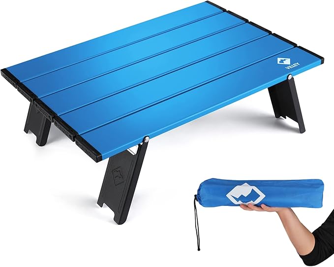VILLEY Portable Mini Folding Beach Table, Ultralight Aluminum Side Table with Carry Bag for Camping, Picnics, and Outdoor ...