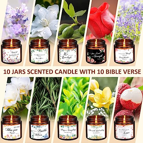 MTLEE 10 Jars Christian Religious Scented Candles 3.5oz Stress Relief Aromatherapy Gifts Natural Soy Decorative Long Lasti...