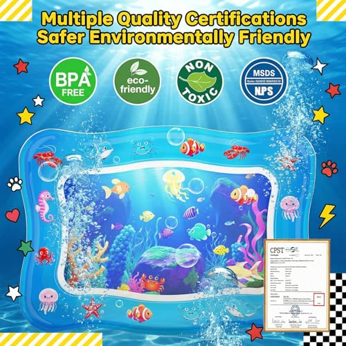 Aoioploa Cat Water Mat - Interactive Cat Toys Upgraded Thickened 0.7mm PVC Cooling & Heating Water Bed with Floating Fish,...