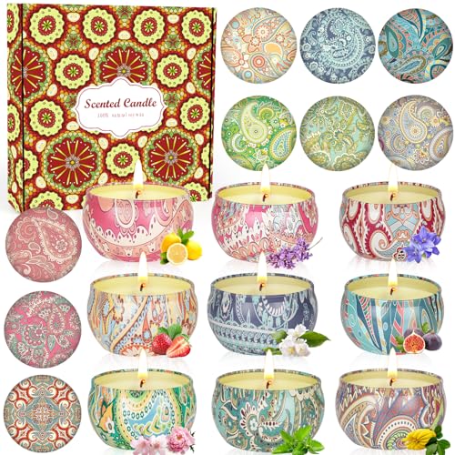 9 Pack 22.5oz in Total Scented Candles Gifts for Women,140-160 Hours Home Scented Candles,Aromatherapy Candle Gifts Set, S...