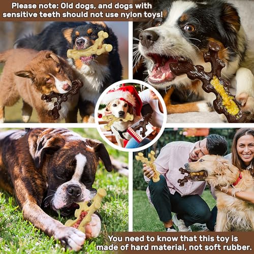 SIHRMIU 2 Pack Dog Chew Toys for Aggressive Chewers,Boredom and Stimulating Best Dog Toys for Medium/Large Breed,Tough Alm...
