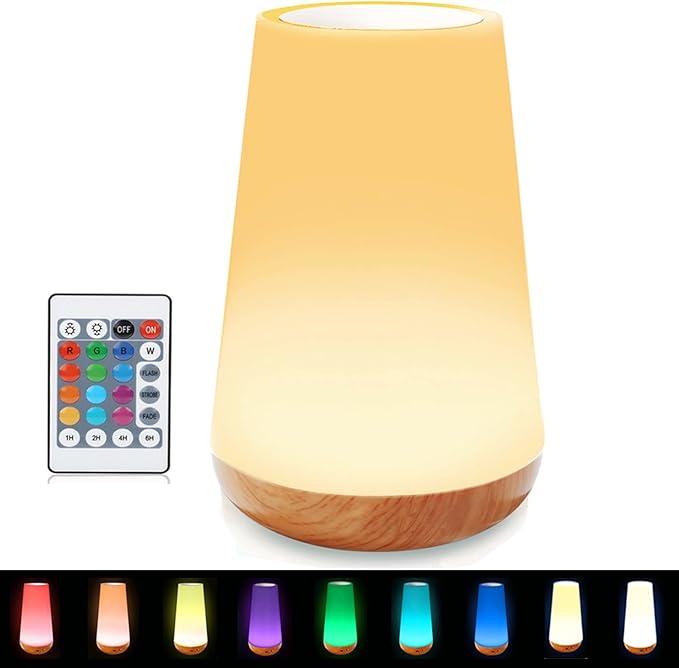 ROYFACC LED Night Light Touch Lamp Bedside Table Lamp for Kids Bedroom Rechargeable Dimmable with Remote Control Warm Whit...