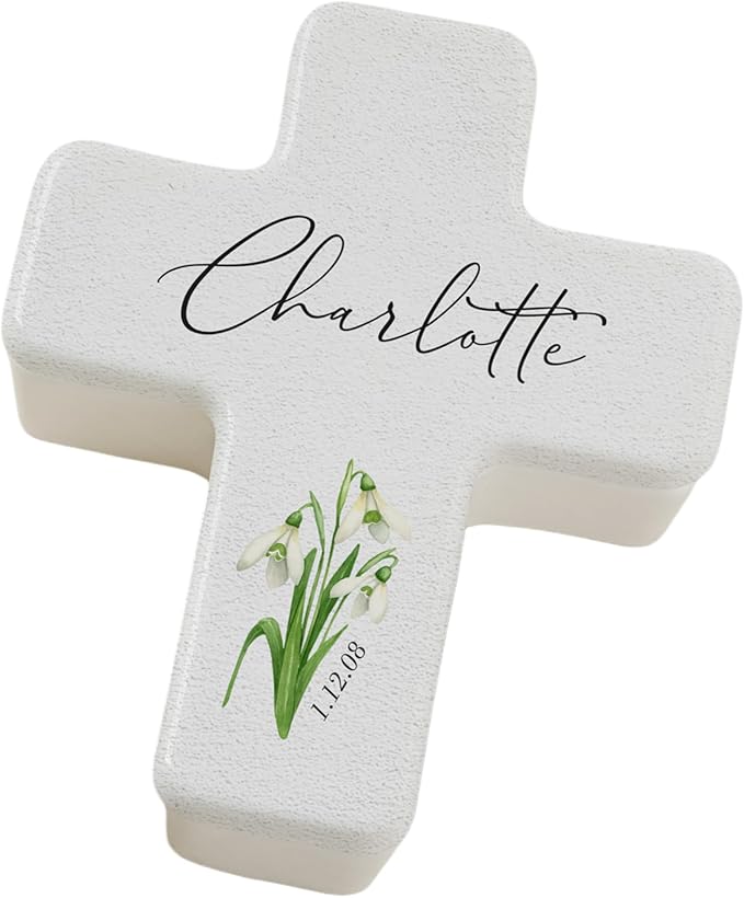 Personalization Universe Birth Month Flower Personalized Cross Box