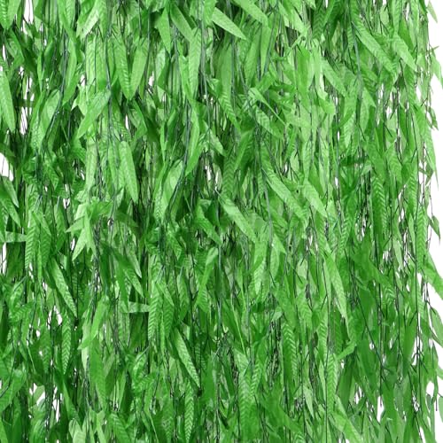 HONVONTU 200 Strands 1200FT Fake Ivy Leaves Artificial Ivy Greenery Garland Faux Willow Vines Silk Hanging Plants Home Aes...