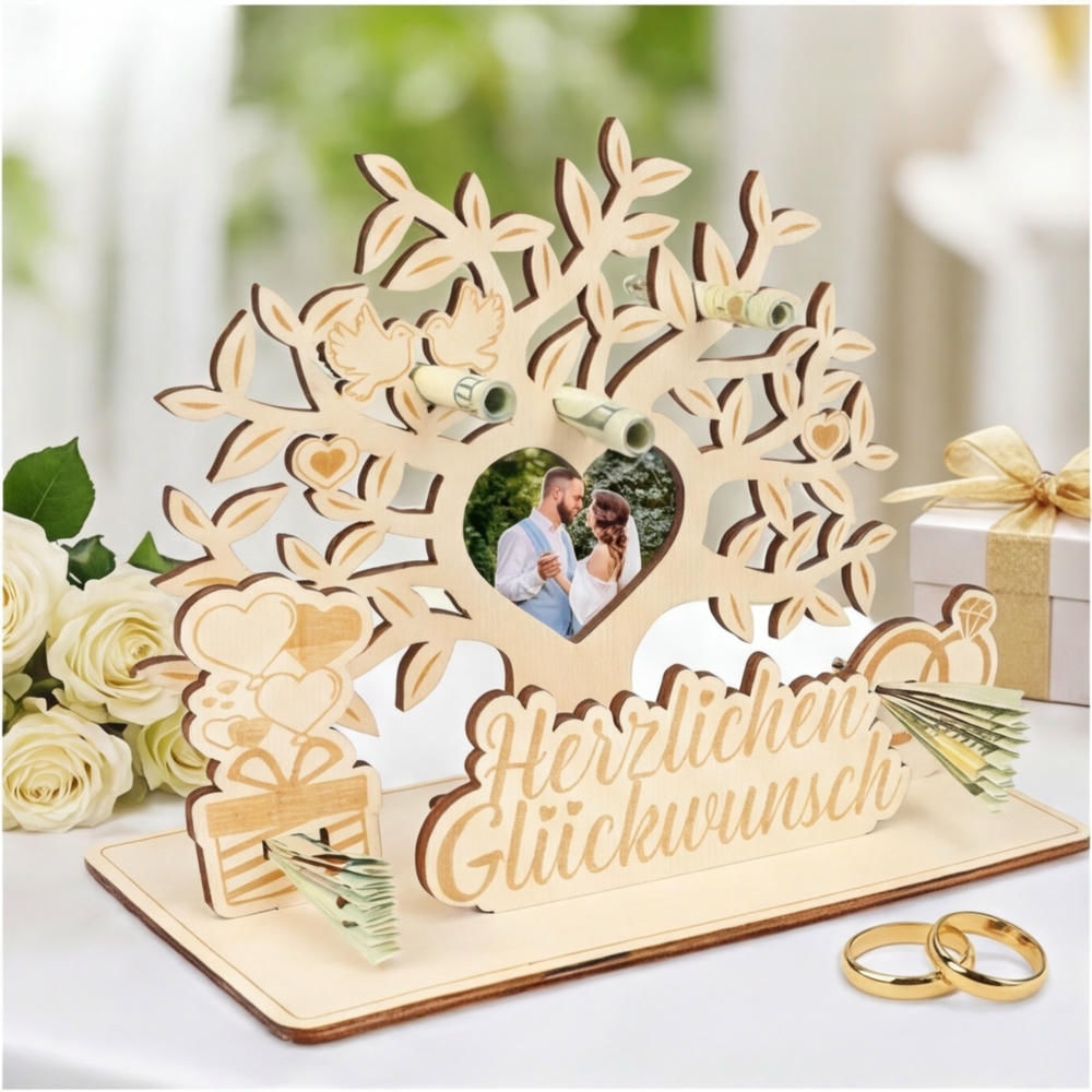 Wooden Wedding Ornaments, Rustic Wooden Decor With Bride And Groom Motif For The Wedding Reception Table, Wooden Table Decor For The Civil Ceremony And Festive Celebration—Party Supplies Set
