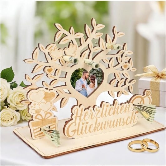 Wooden Wedding Ornaments, Rustic Wooden Decor With Bride And Groom Motif For The Wedding Reception Table, Wooden Table Decor For The Civil Ceremony And Festive Celebration—Party Supplies Set