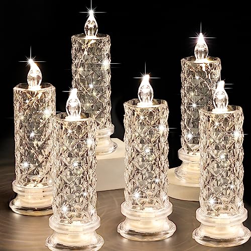 SupBri Rose Shadow LED Flameless Candles, 6PCS Romantic Battery Operated Candles Led Pillar Candles for Valentines Anniver...