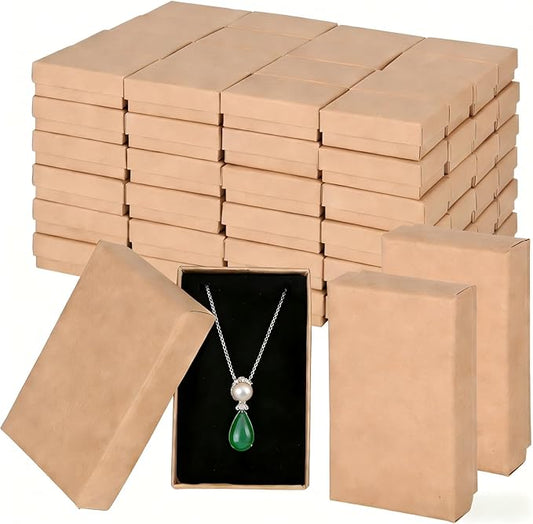 FUPMILPHRANX 96 Pack Jewelry Gift Boxes with Lids, Small Kraft Jewelry Packaging Boxes with Foam Inserts for Necklaces Ear...