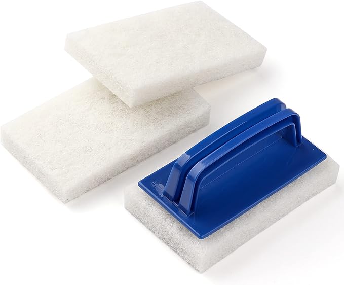 Handled Bath Scrubber, Bathroom Scouring Pad, Heavy Duty Cleaning Sponge Scrub Brush, Non-Scratch Remove Soap Scum, for Cl...
